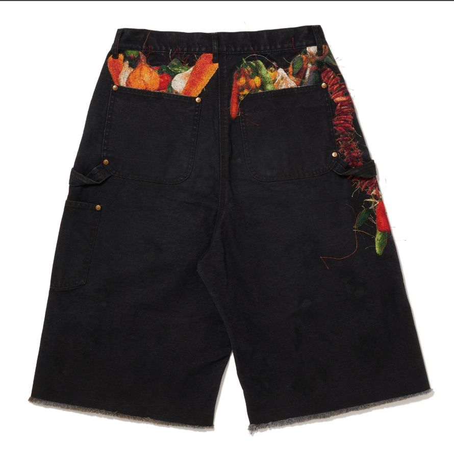 doublet ダブレット26SS VEGETABLE EMBROIDERY CUT-OFF PANTS (26SS19PT350) BLACK ★1月17日(土)11:00発売！