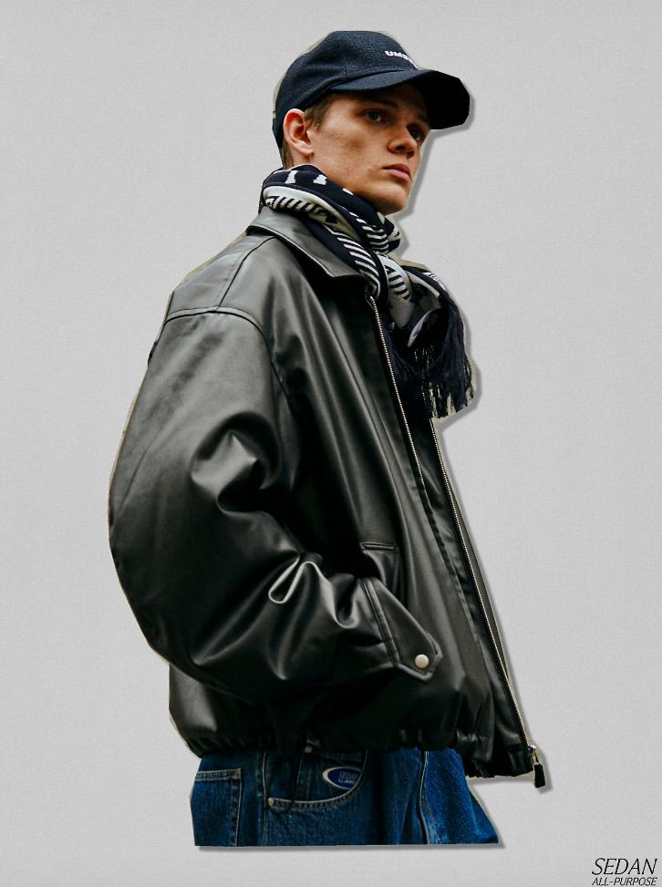 セダンオールパーパスFW23 Synthetic Leather Sports Jacket (SD23F-JK05)Black