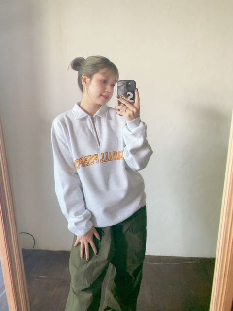 SEDAN ALL-PURPOSE FW23 Arch Logo Quarter Zip Sweatshirt"Ash"スタイル