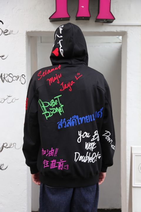 doublet MESSAGE EMBROIDERY HOODIE"BLACK"style.2020.9.12.