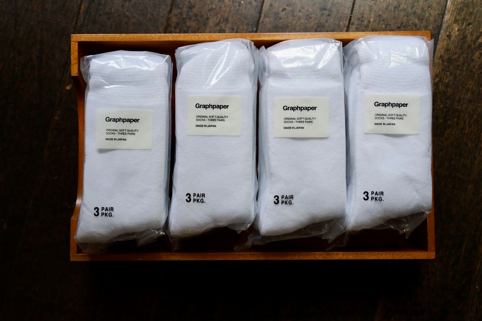 グラフペーパー ソックス 3-Pack Socks(WHITE)