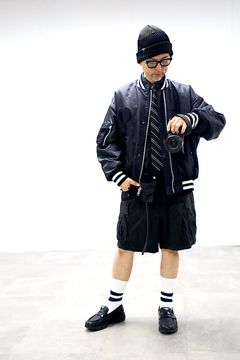 COMME des GARCONS HOMME 26FWリブライン入りナイロンツイルジャケット"BLACK"スタイル
