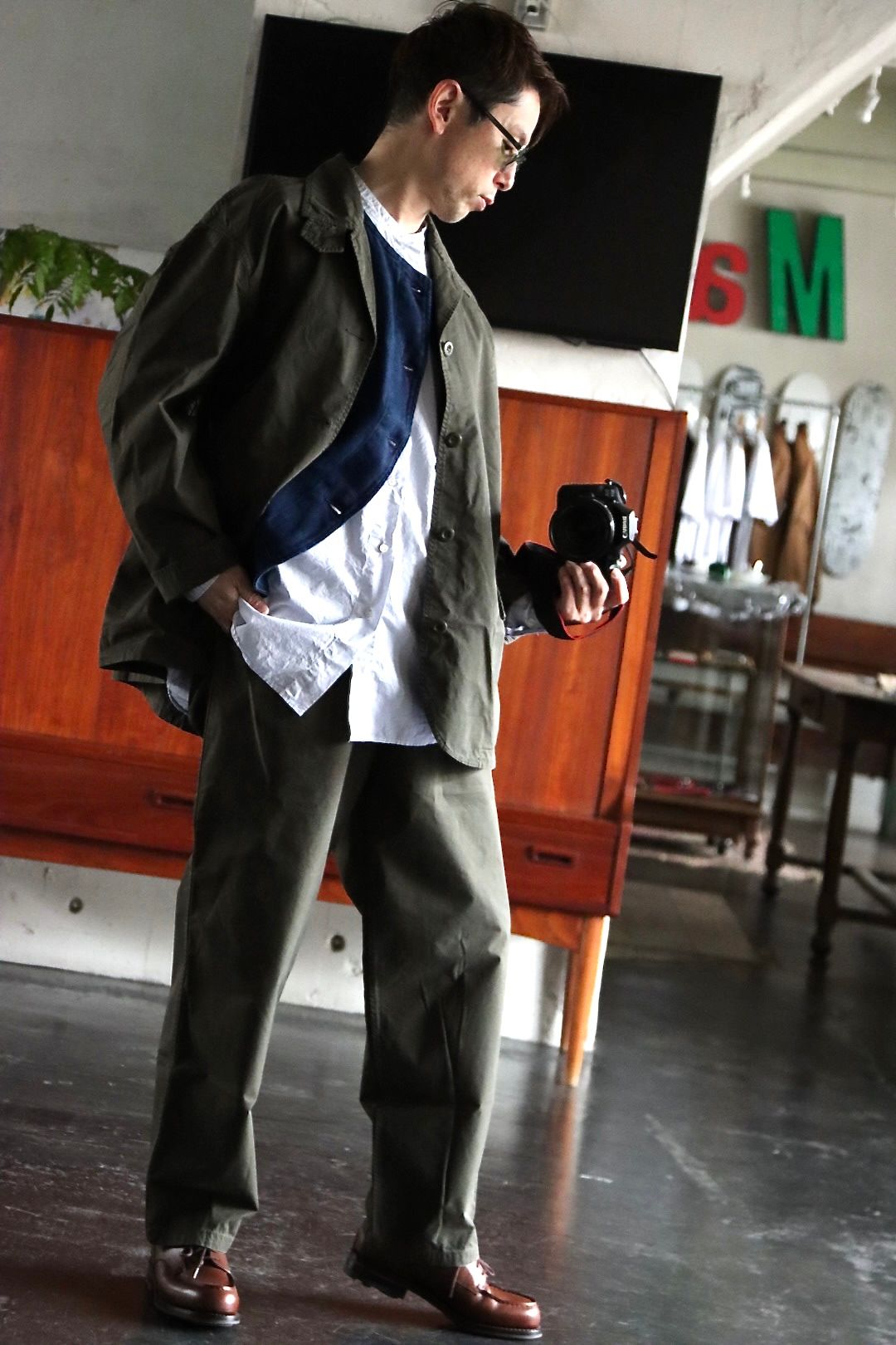 FreshService OVERDYED LEFT TWILL ENGINEER JACKET"DARK OLIVE"style.