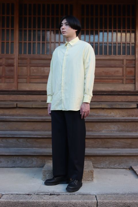 Ets.MATERIAUX Regular collar shirt(YELLOW)style.