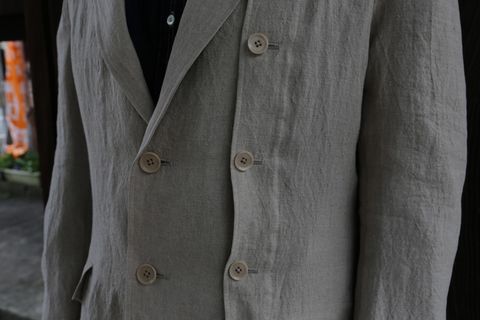 Yohji Yamamoto N-襟なし左身釦あきリネンジャケットstyle.2021.3.17.
