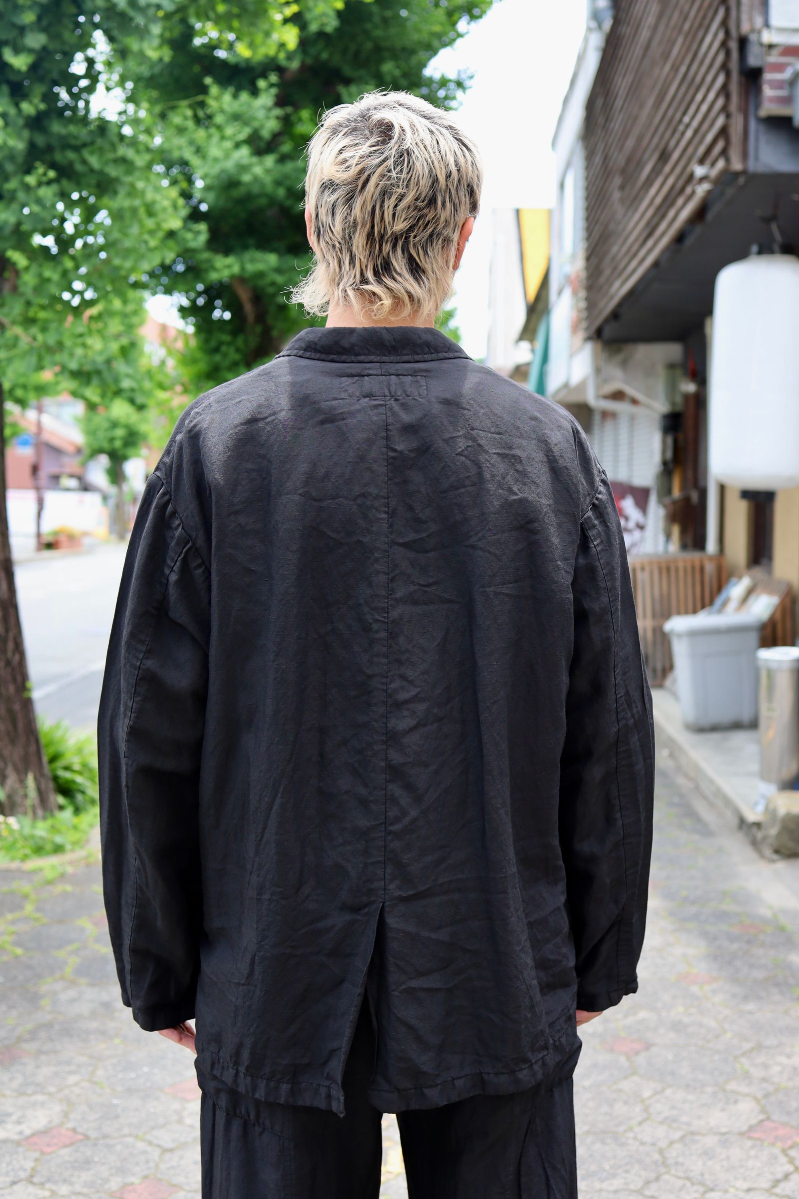 COMME des GARCONS HOMME リネンギャバ製品染3Bジャケット MARKスタイル