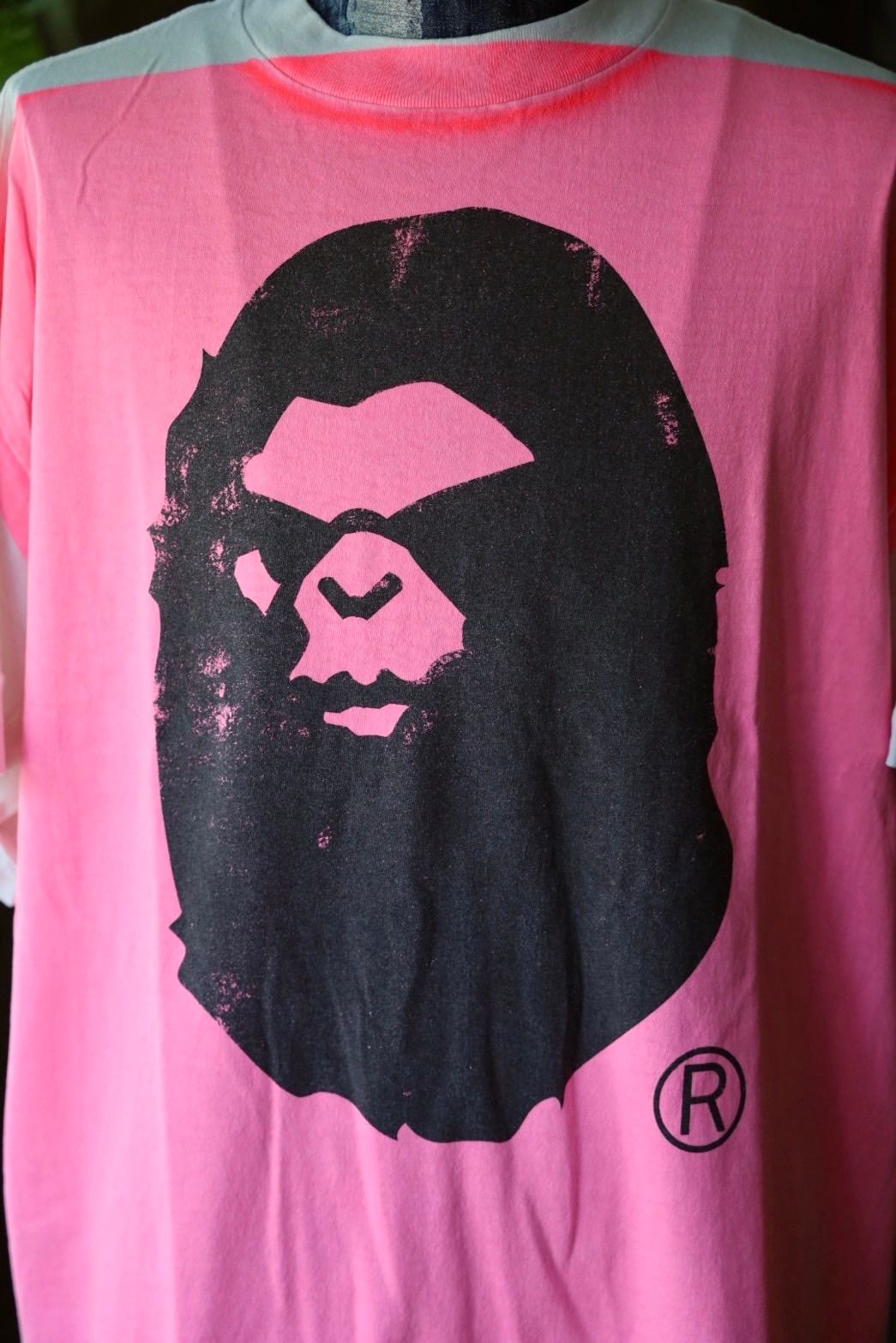 セントマイケル Tシャツ HANDPRINT BAPE_SS TEE(SM-HR1-0000-C33)WHITE×PINK