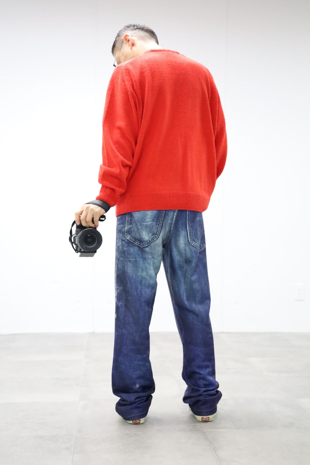A.PRESSE 2026 STYLE1 Washed Silk Nep Crew Neck Sweater"RED"スタイル