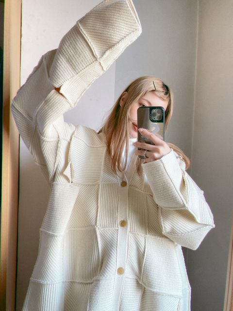 YOKE 24SS PATCHWORK RIB BUTTONED CARDIGAN style.2023.12.23