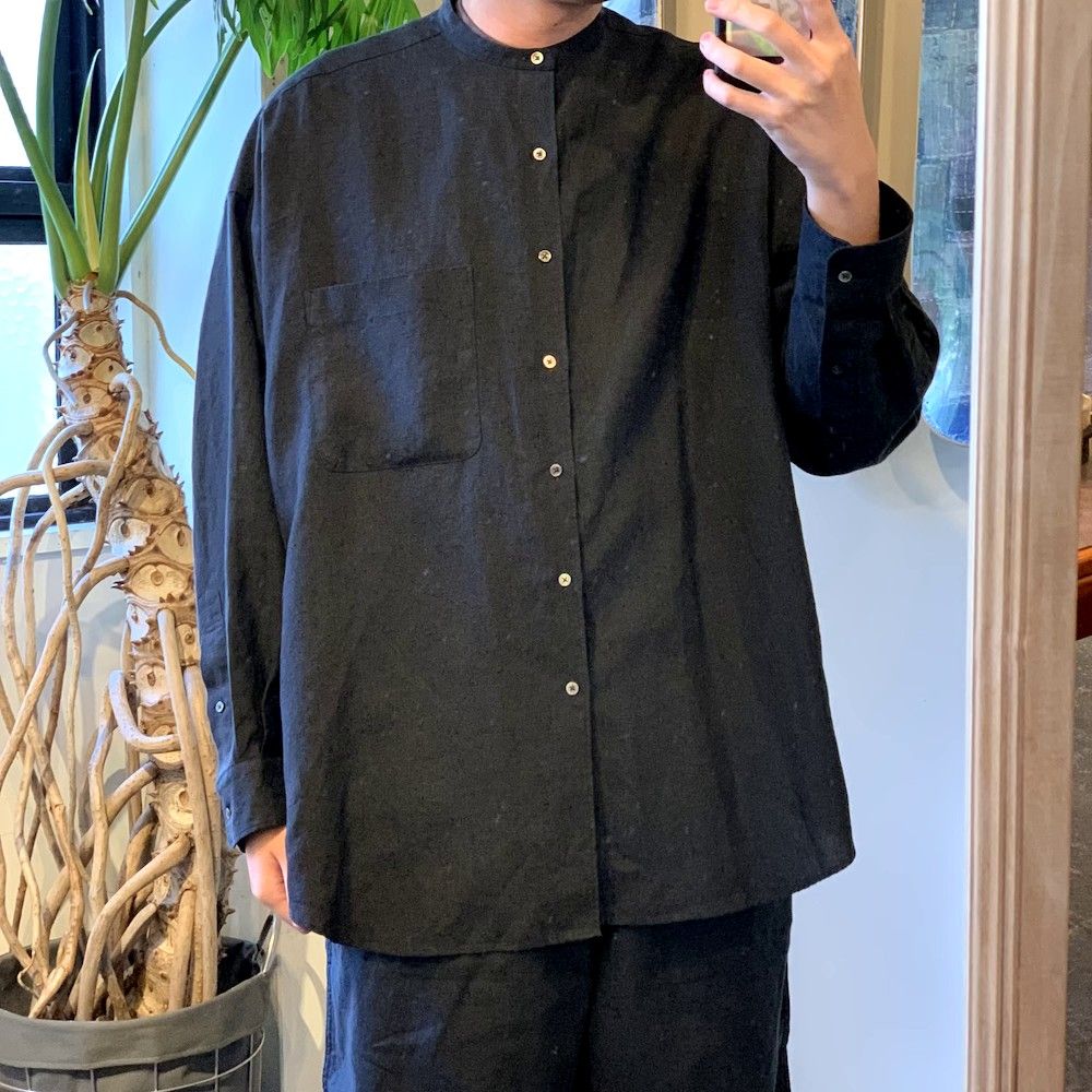 Graphpaper Linen L/S Oversized Band Collar Shirt style.2022.5.17