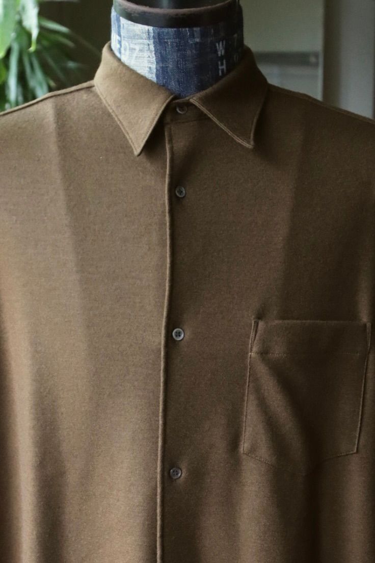 グラフペーパー 25AW Wool Smooth Flannel Oversized Regular Collar Shirt(GU253-50221B)BROWN☆10月4日(土)新作発売！