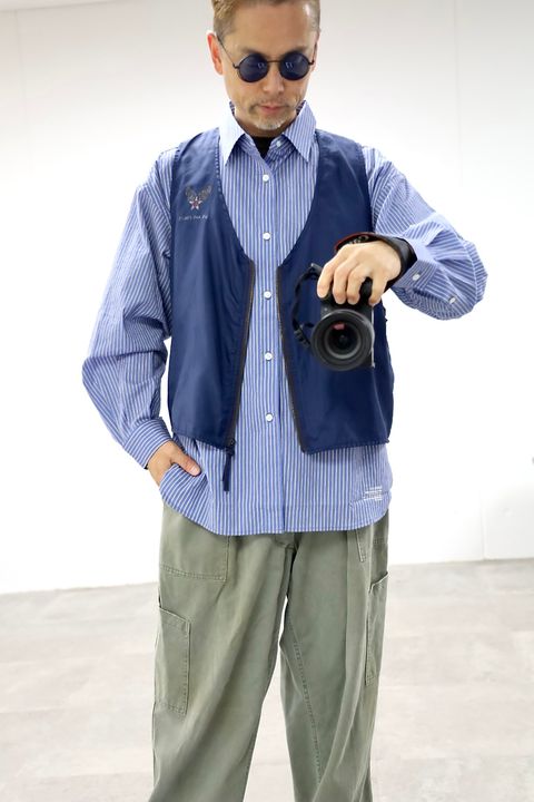 FreshService 26SS HRAFTeX® L/S STRIPE SHIRT"BLUE STRIPE"スタイル