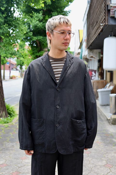 COMME des GARCONS HOMME リネンギャバ製品染3Bジャケット MARKスタイル