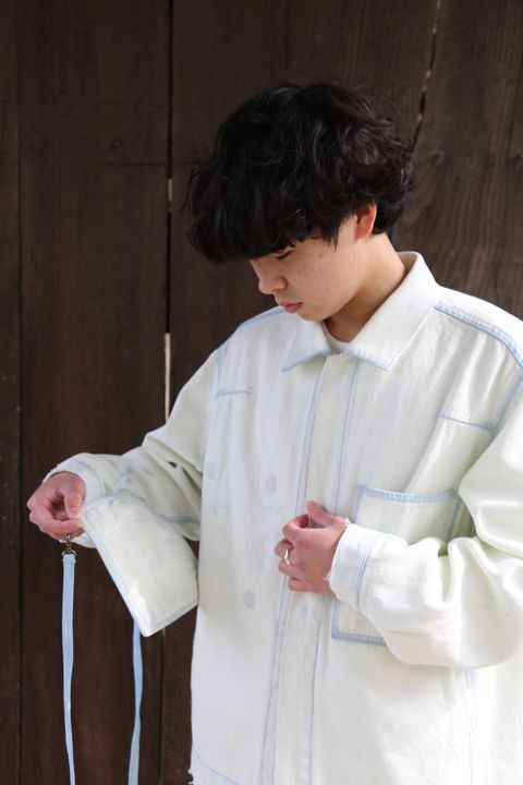YOKE DETACHABLE POCKET DENIM JACKET&CUT-OFF WIDE-LEGGED DENIM TROUSERS style. 2021.03.27.