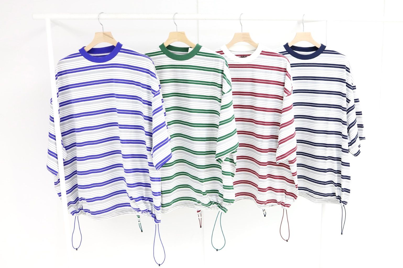 is-ness 26SS Border Balloon T-Shirt(26SS_48_1008SST01-B)WHITE x NAVY☆新作発売！