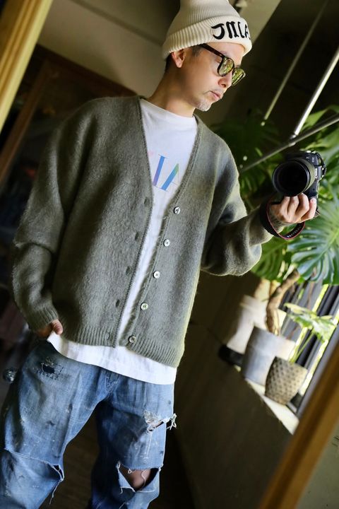 ©SAINT M×××××× MOHAIR CARDIGAN"KAHKI"スタイル