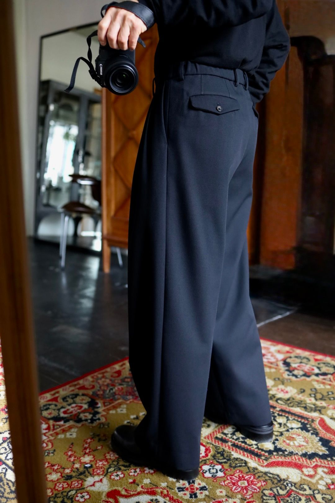 MARKAWARE マーカウェア Organic Wool Survival Cloth® Triple Pleated Wide Trousers(A25C06PT02C)BLACK☆新作発売！