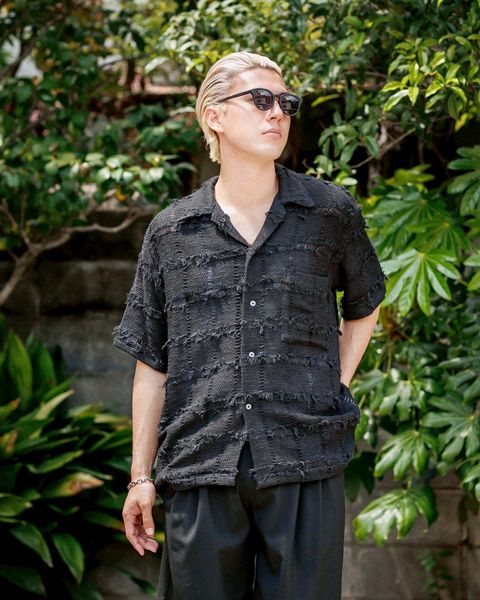 YOKE FRINGE CHECK TWEED OPEN COLLAR SHIRT 新作発売！