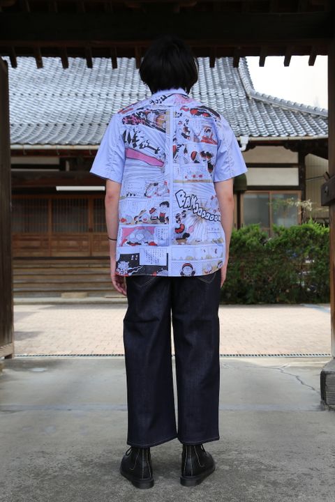 JUNYA WATANABE CDG MAN Dr.スランプアラレちゃん綿シャンブレーツイルプリント半袖シャツ style.2021.3.7.