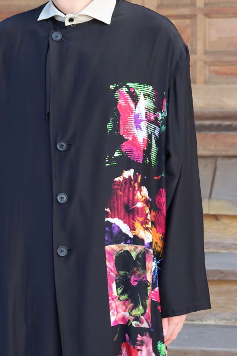 Yohji Yamamoto M-ノーカラー花柄シルクコート(HG-D03-410) style.2022.1.8