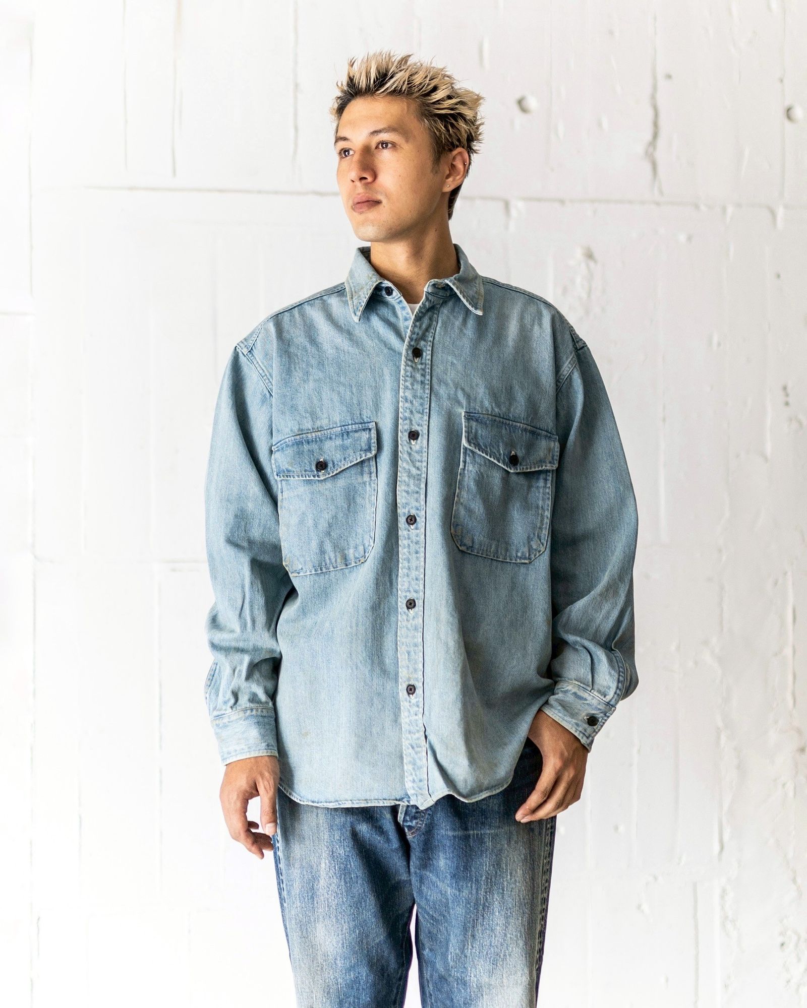 あ A.PRESSE - アプレッセ 2025 STYLE2 Vintage Denim CPO Shirt
