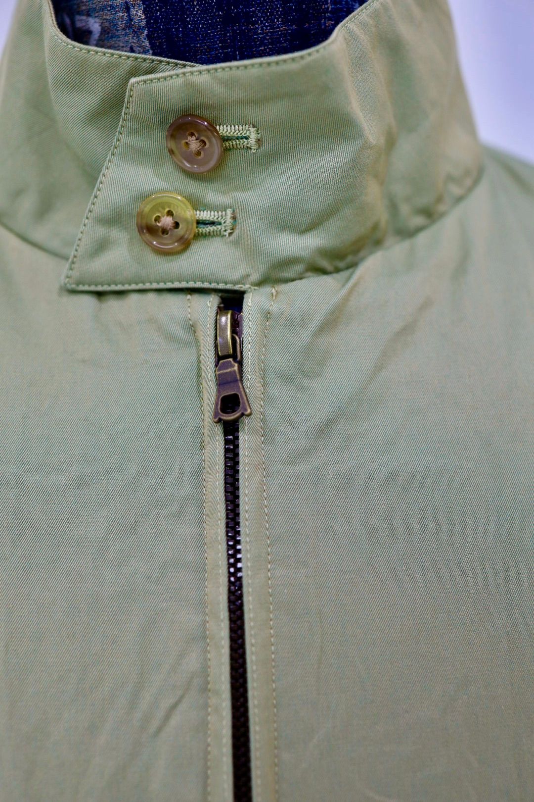 blurhms ブラームス 26SS ハリントンジャケット Cotton Gabardine Harrington Jacket(BHS26S003)GreenBeige☆新作発売！