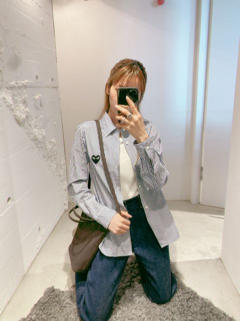 PLAY COMME des GARCONS(プレイコムデギャルソン) ストライプシャツ style.2024.5.18