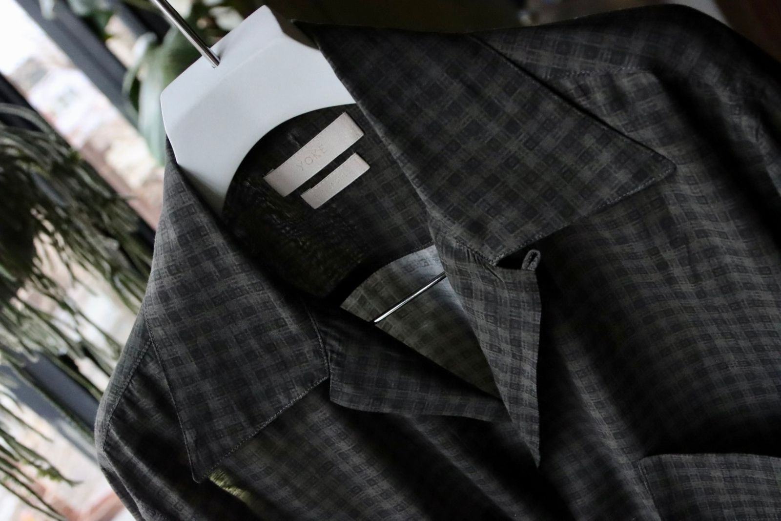 ヨーク24SS PIXEL LOW PLAID OPEN COLLAR SHIRT(YK24SS0654SH)CHARCOAL