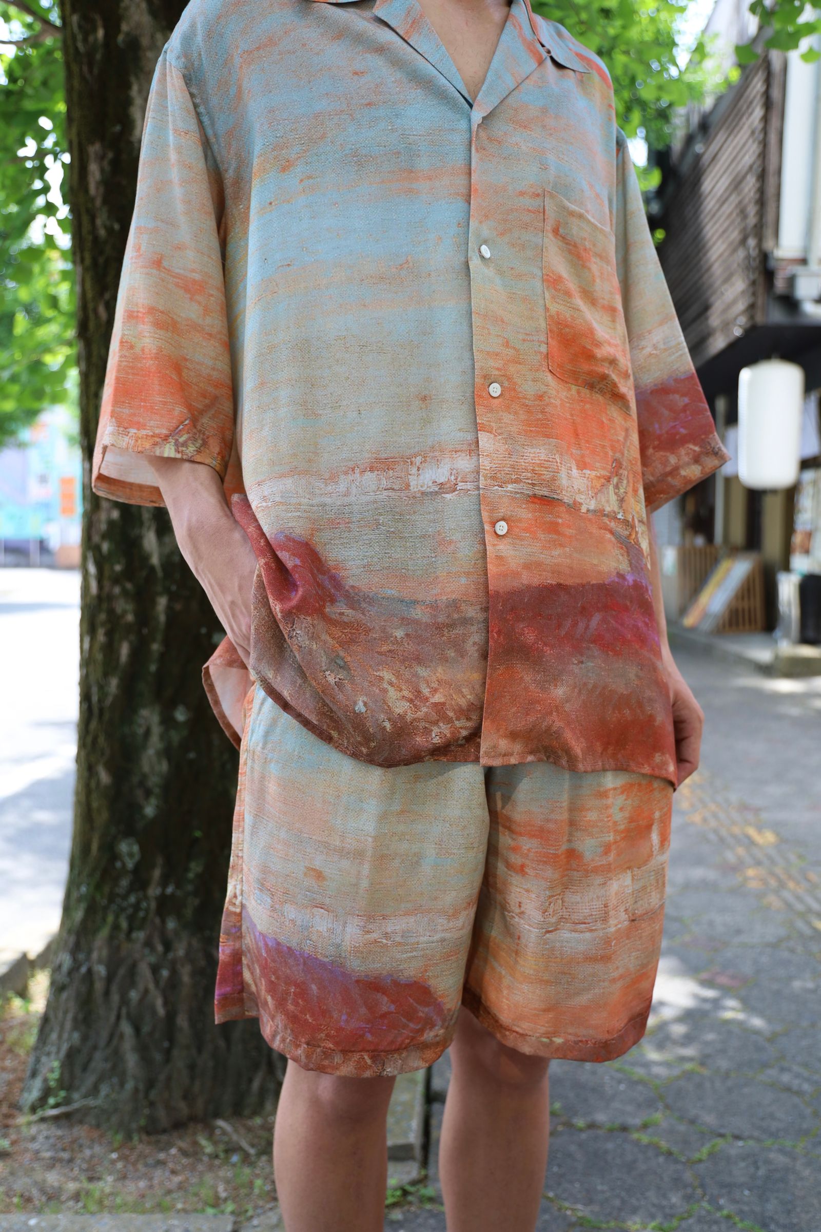 YOKE 24SS 新作LANDSCAPE PRINTED OPEN COLLAR SHIRT style 2024.5.5