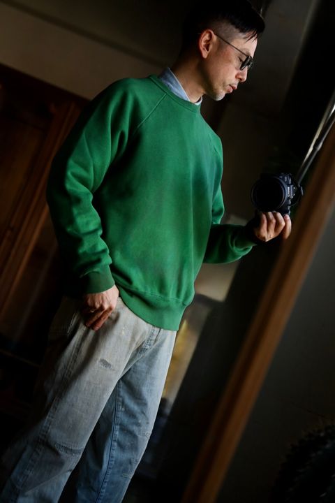 A.PRESSE  Vintage Sweatshirt"GREEN"スタイル2025.2.3.
