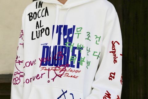 doublet MESSAGE EMBROIDERY HOODIE"WHITE"Style.2020.9.15.