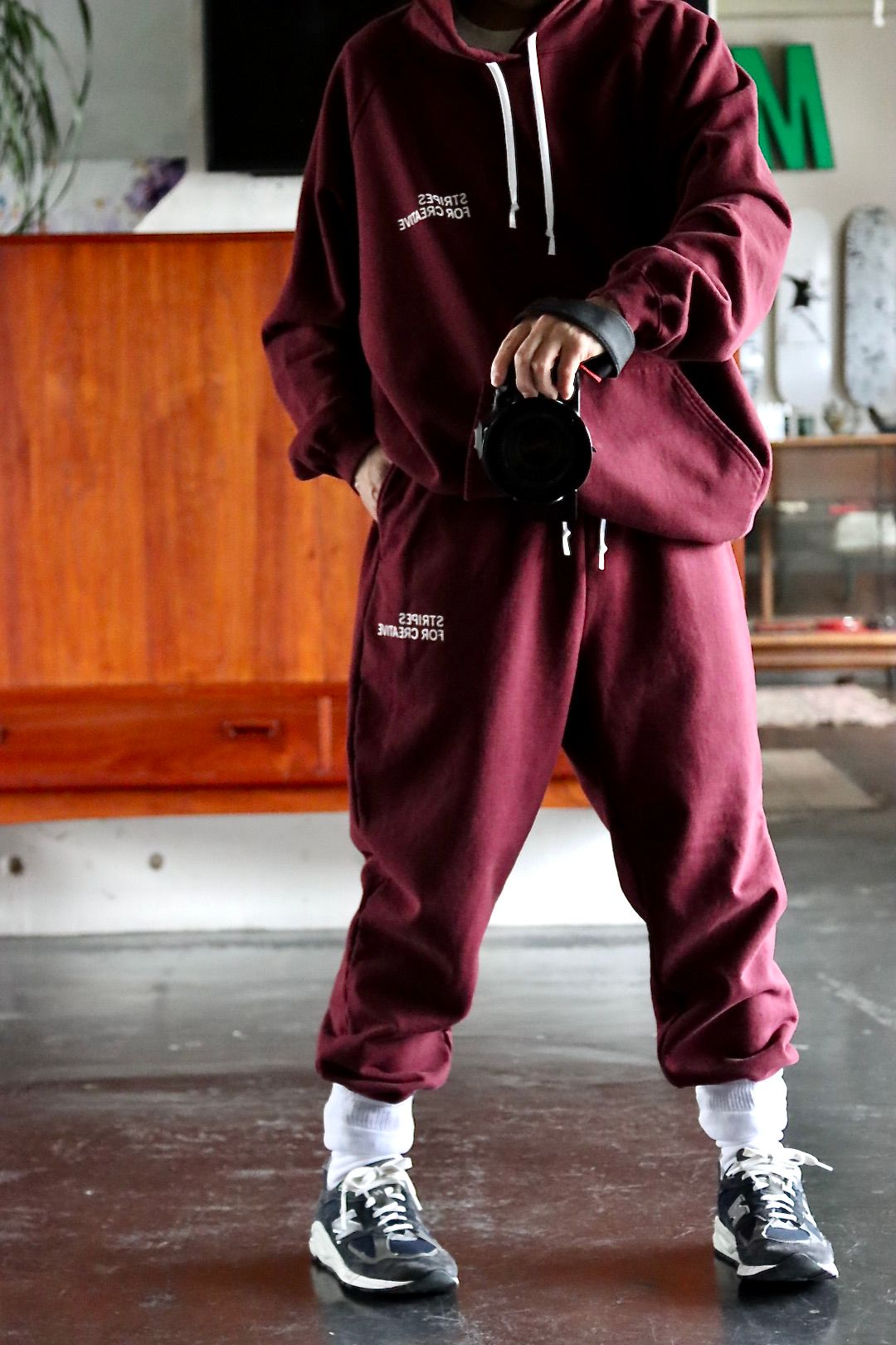 S.F.C RAGLAN HOODIE"BURGUNDY"style.