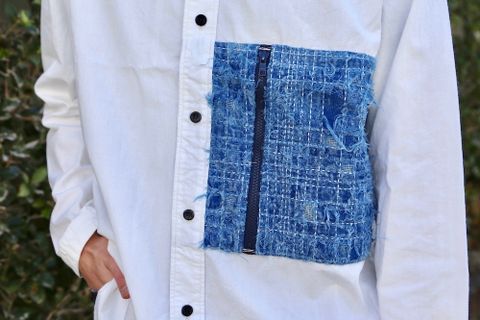 FDMTL  BORO ZIP POCKET SHIRT RINSE "WHITE"Style.2020.11.10.