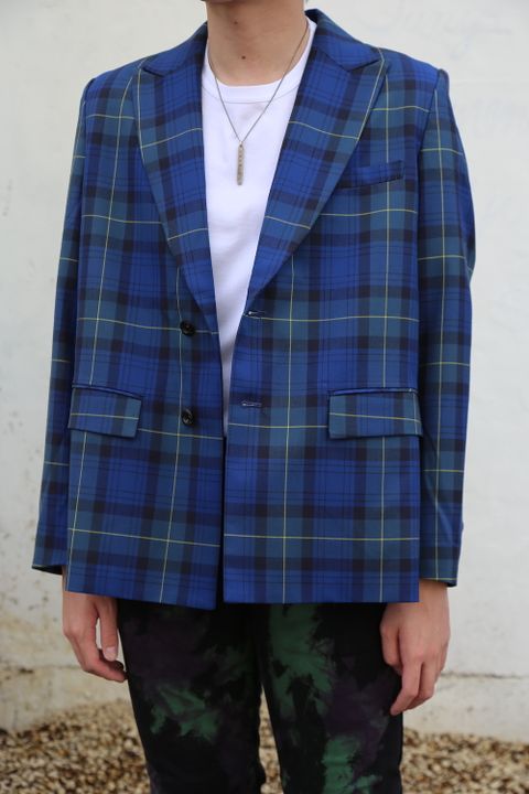 JieDa 2020aw 新作TARTAN CHECK JACKET "BLUE"style.2020.9.20