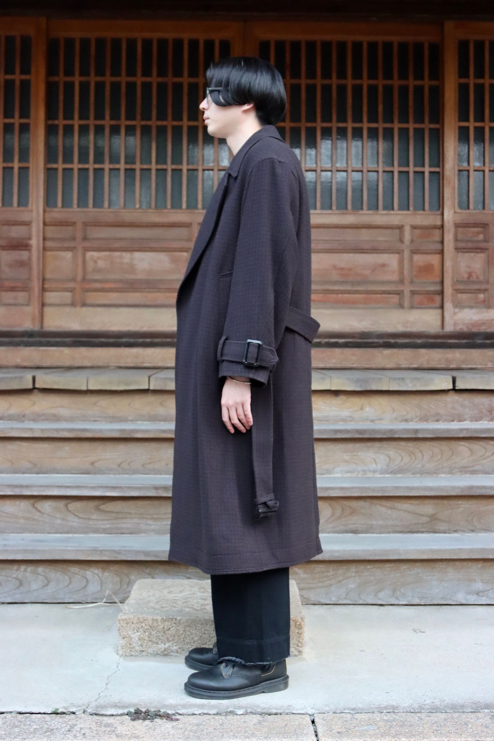 YOKE DOUBLE BREAST OVERCOAT"BLACK style"