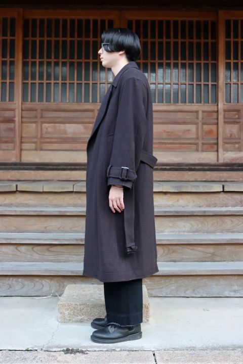 YOKE DOUBLE BREAST OVERCOAT"BLACK style"
