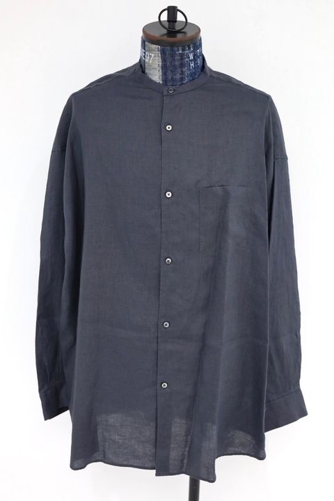 グラフペーパー Linen L/S Oversized Band Collar Shirt(GM262-50040B)C.GRAY☆6月20日(土)発売！