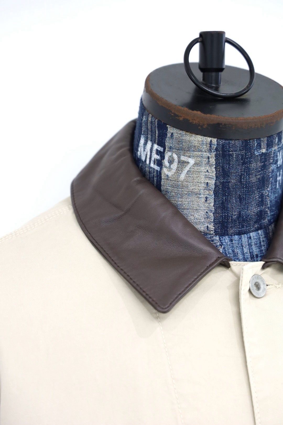 フレッシュサービス 26AW COTTON CANVAS LEATHER COLLAR WORK JACKET(FSC263-30032)BEIGE☆9月5日(土)新作発売！