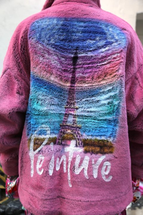 doublet HAND-PAINTED FUR JACKET"PINK"style.2020.10.16.