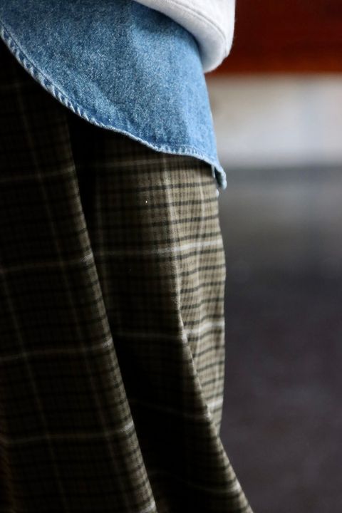 フレッシュサービス22AW WOOLY STRETCH OVER TRACK PANTS"GREEN CHECK"スタイル.2022.9.12.