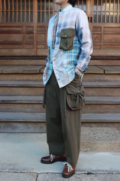 KHOKI Washi knit cardigan(22SS-K-03),Madras check shirt(22SS-B-03) style. 2022.02.21.