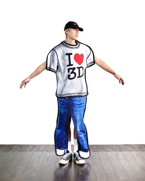 doublet 24SS 新作TWO-DIMENSIONAL"I♡3D"T-SHIRT スタイル