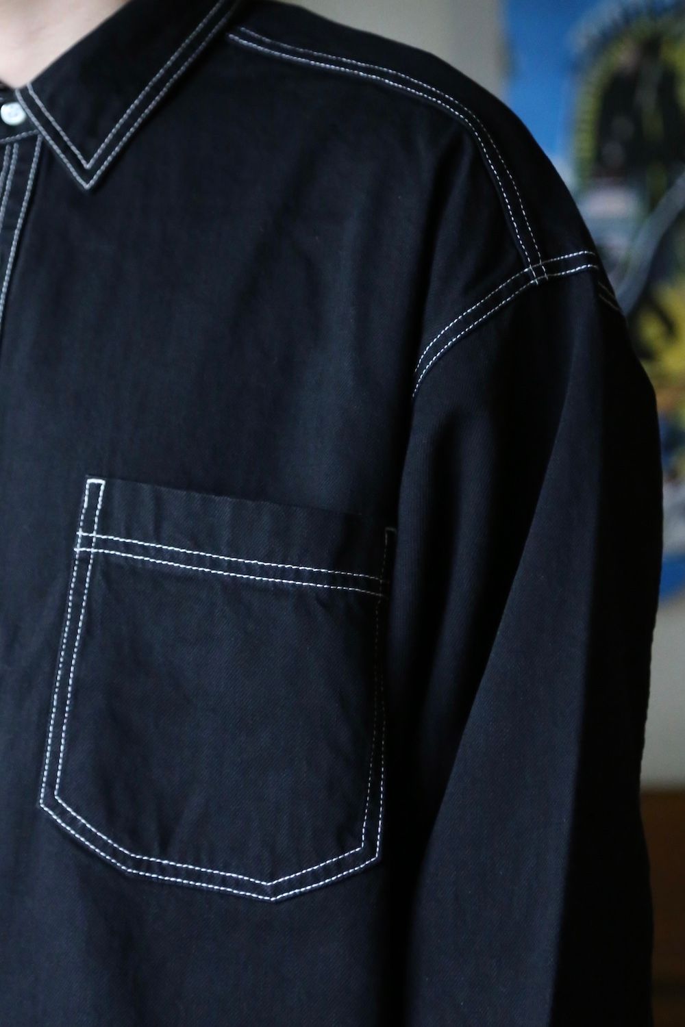 Graphpaper Denime Regular Collar Shirt (GM213-50077B) style.2021.8.22
