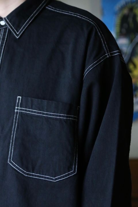 Graphpaper Denime Regular Collar Shirt (GM213-50077B) style.2021.8.22