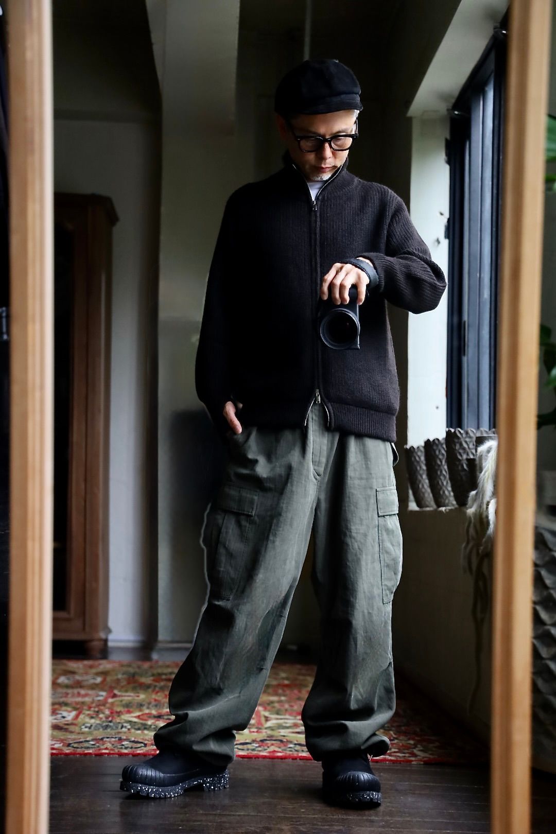 マーカウェア 26AW ドライバーズニットDRIVERS KNIT(A26C23SW01C)NATURAL BLACK☆新作発売！