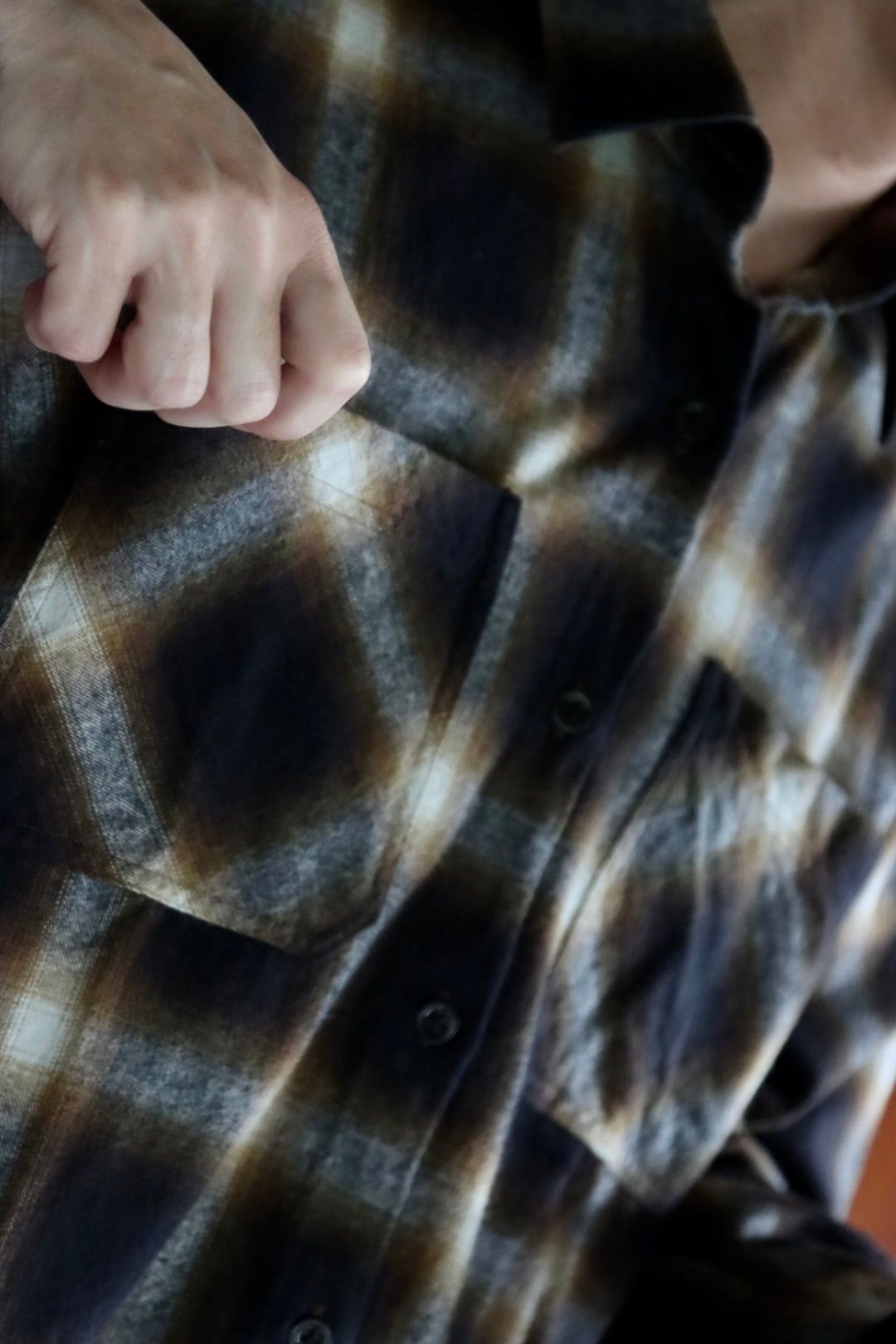 ETS.MATERIAUX / マテリオ22AW Ombre Check Flannel Shirts"BROWN"