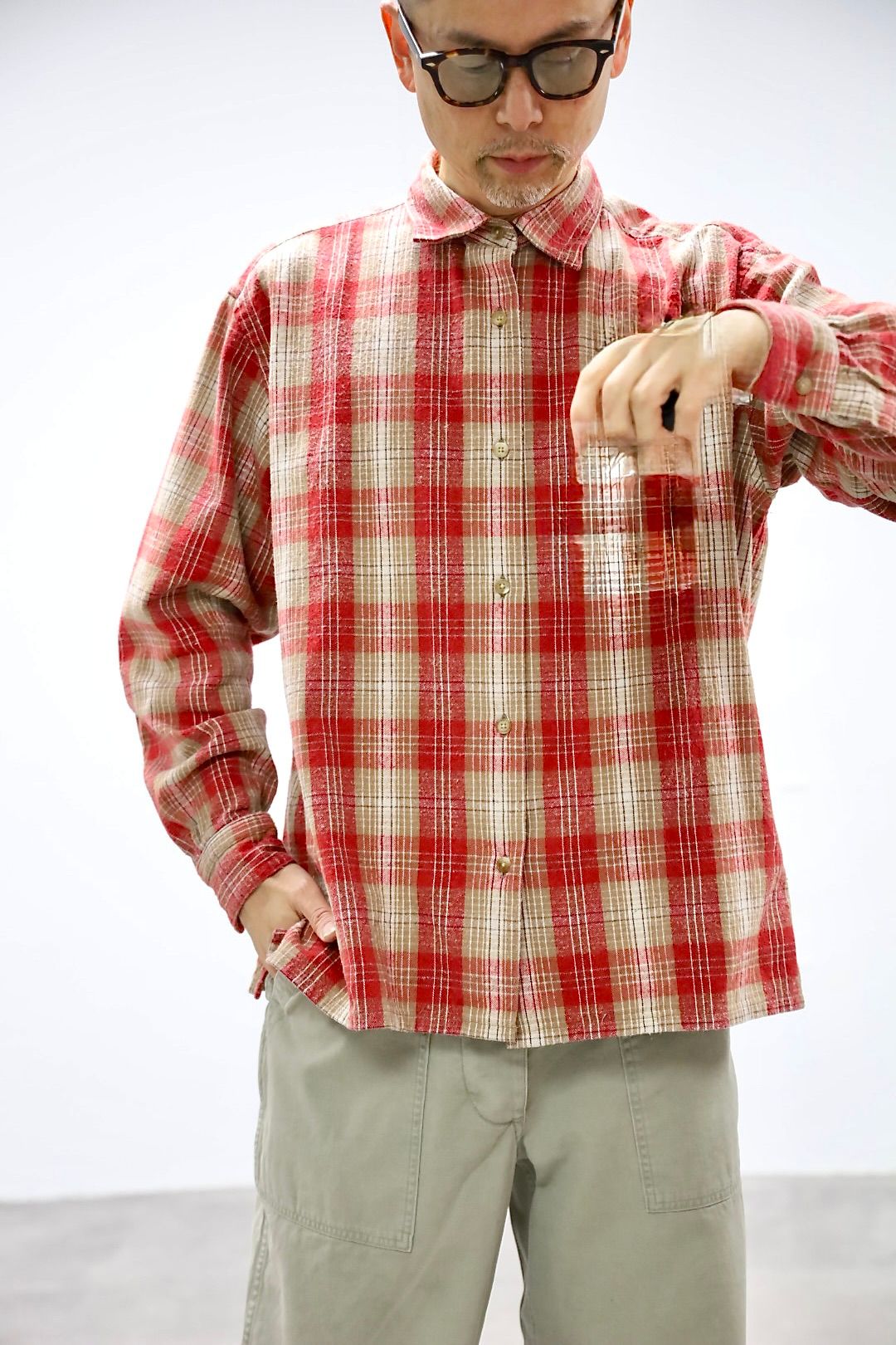 アプレッセ 2026 STYLE1 Vintage Cotton Silk Nep Twill Check Shirts (26SAP-02-06)RED☆1月24日(土)発売！