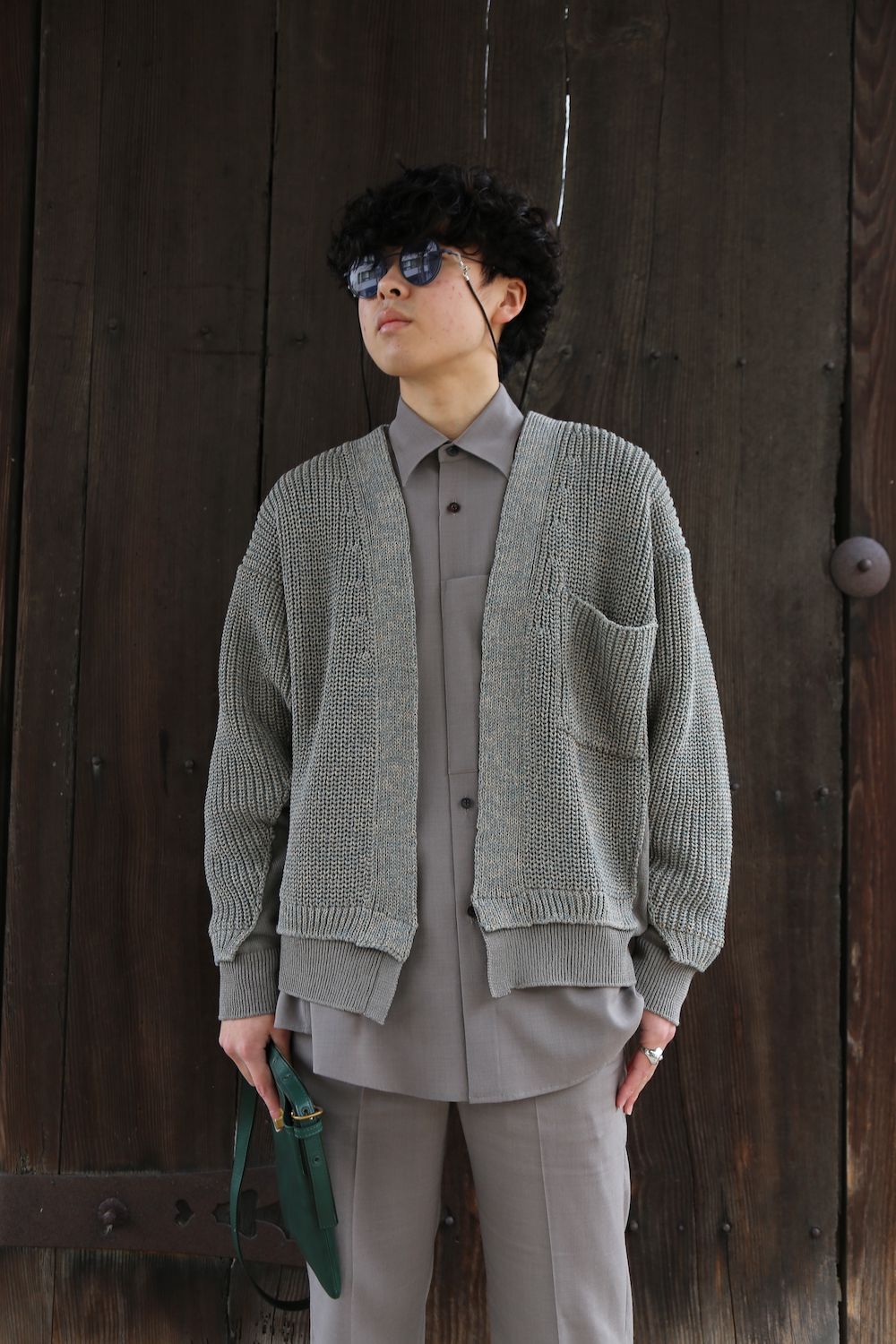 M〜L相当yoke 5G Connecting Rib Cardigan