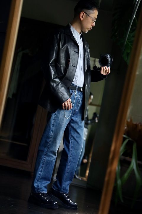 eYe JUNYA WATANABE MAN Levi’s Wネームレザージャケットスタイル2024.9.20.