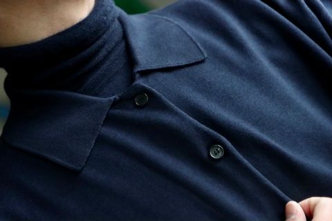 A.PRESSE アプレッセ23SS Cotton Knit Polo Collar Cardiganスタイル
